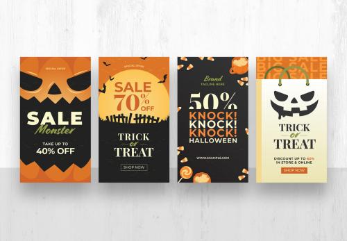 Adobe Stock - Halloween Social Media Banner Stories for Retail Sale Promotions - 461500658