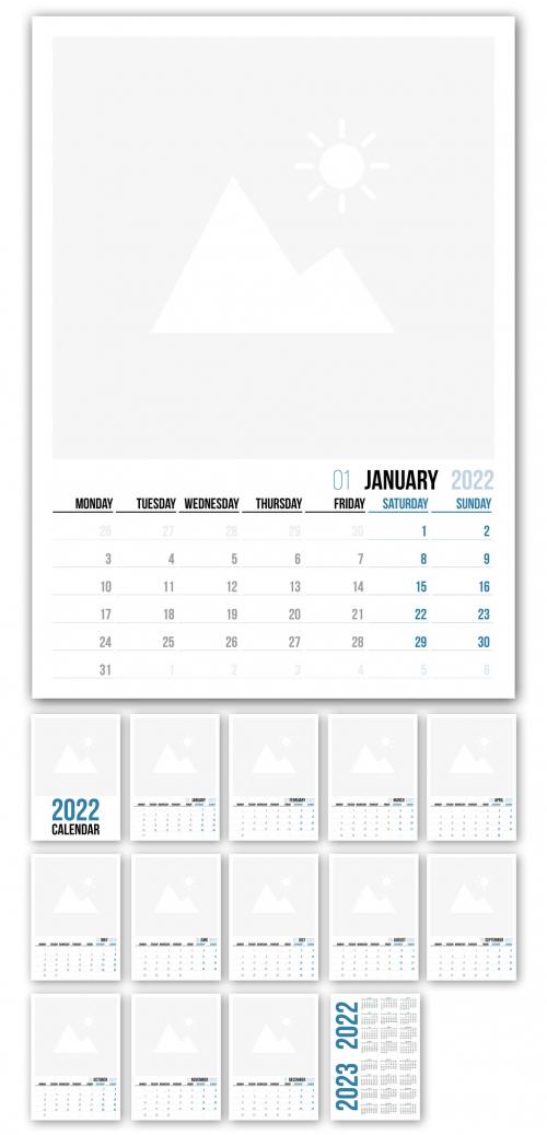 Adobe Stock - Vertical Blue A3 Calendar - 461579196