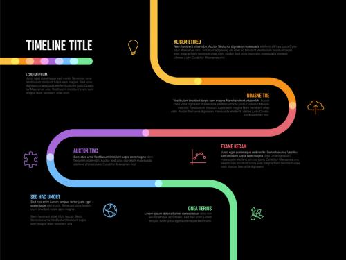 Adobe Stock - Infographic Dark Company Milestones Curved Thick Line Timeline Layout - 461595809