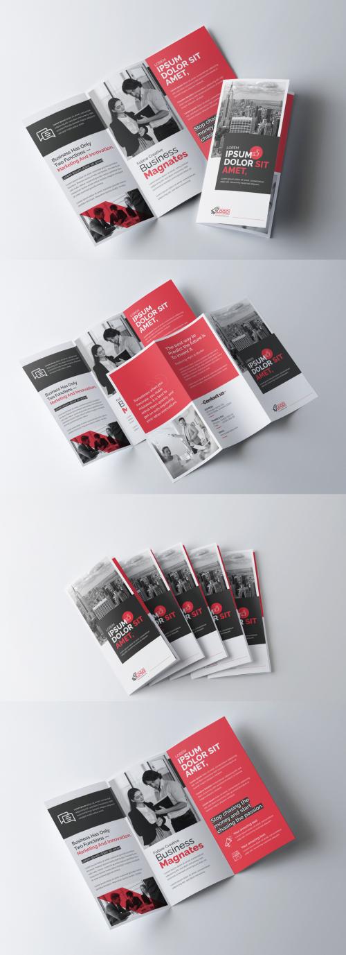 Adobe Stock - Red Corporate Business Tri Fold Brochure Template - 461722568