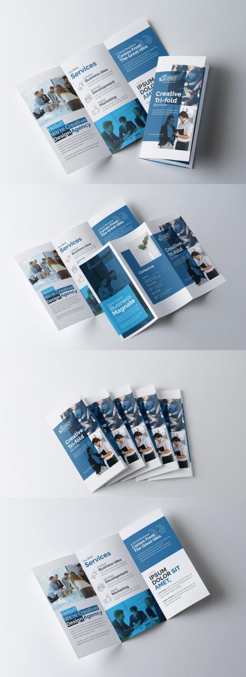 Adobe Stock - Corporate Tri Fold Brochure with Blue Accents - 461722569