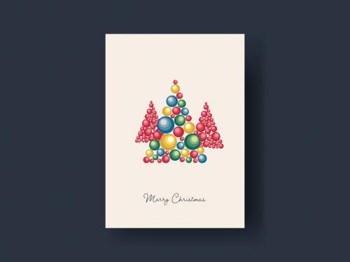 Adobe Stock - 3 Colorful Circles Christmas Tree Card Layout - 462310136