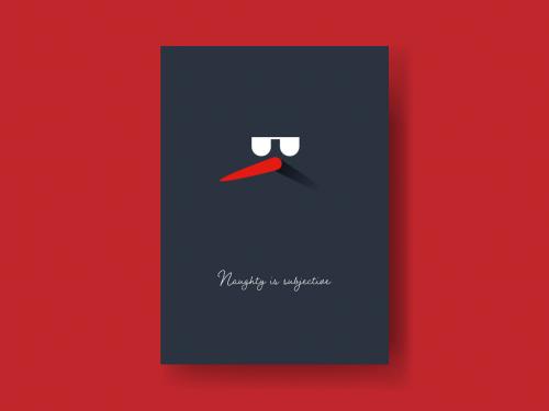 Adobe Stock - Naughty Snowman Christmas Card Layout - 462310159
