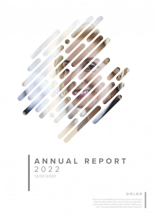 Adobe Stock - Light Annual Report Front Cover Page Layout with Masked Photo - 462310187