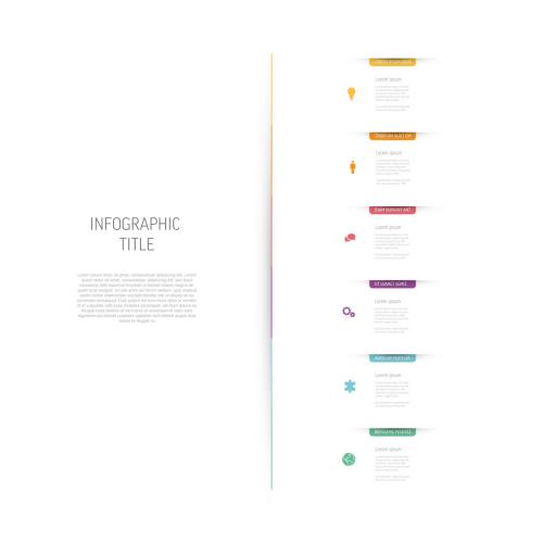 Adobe Stock - Six Vertical Elements Infographic with Color Bookmarks - 462310190
