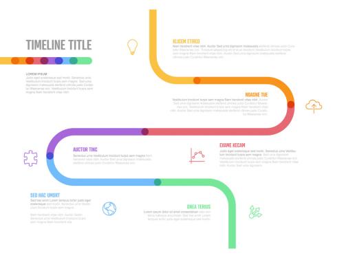 Adobe Stock - Infographic Company Milestones Curved Thick Line Timeline Layout - 462310225