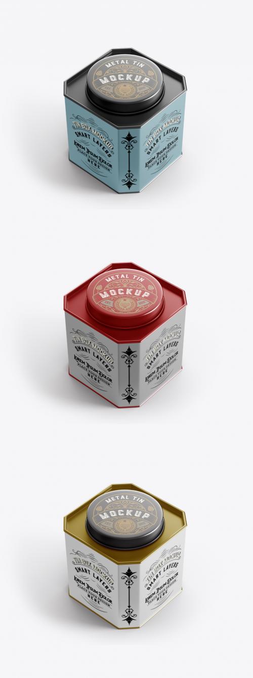 Adobe Stock - Colored Tea Tin Mockup - 462310364