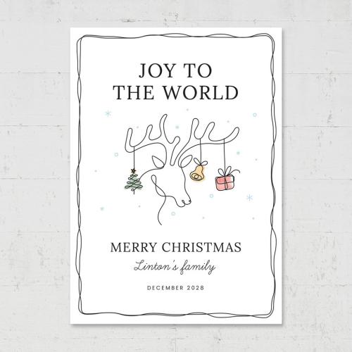Adobe Stock - Christmas Flyer Card Printable with Reindeer Illustration - 462310684