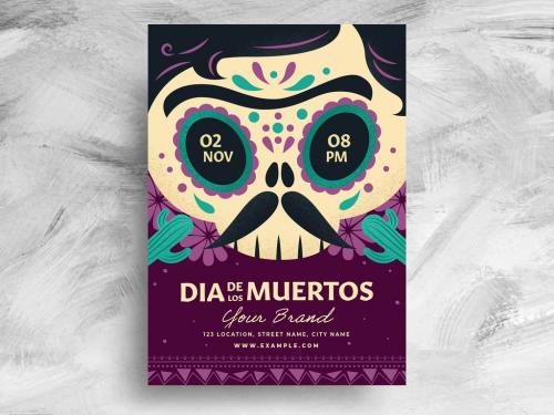 Adobe Stock - Mexican Flyer for Dia De Los Muertos Day of the Dead - 462310711