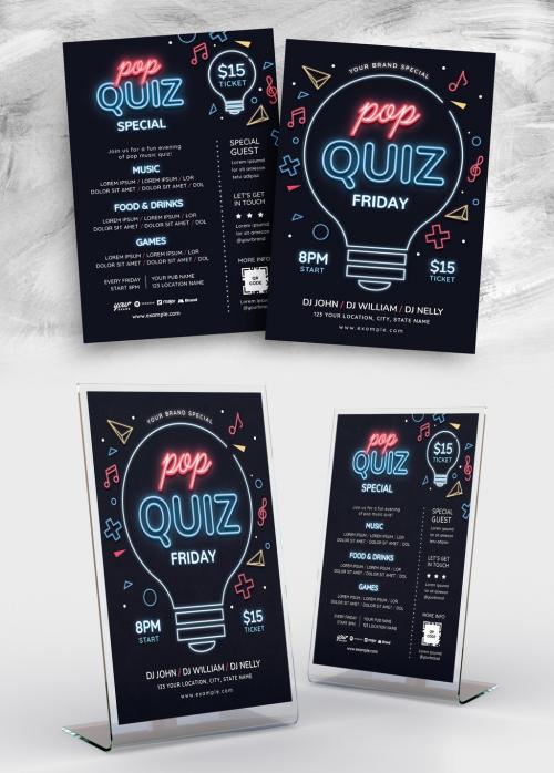 Adobe Stock - Pop Quiz Pub Quiz Flyer Layout for Trivia Nights - 462310946
