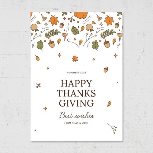 Adobe Stock - Thanksgiving Greetings Card Flyer - 462310958