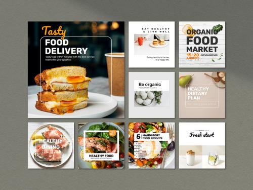 Adobe Stock - Healthy Food Banner Template Set - 462669874