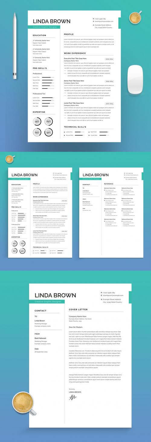 Adobe Stock - Creative Resume Layout with Cover Letter - 462670088