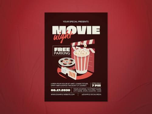 Adobe Stock - Movie Night Flyer Layout - 463164752