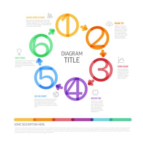 Adobe Stock - Minimalistic Thick Line Six Steps in Circle Elements Template - 463164819