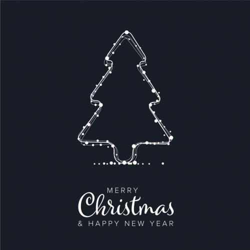 Adobe Stock - Dark Merry Christmas Card with Christmas Tree Shape - 463164824