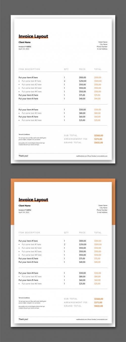 Adobe Stock - Business Invoice Layout - 463164918