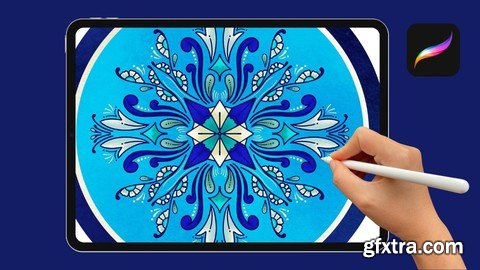 Procreate Drawing In Blue Pottery Style Using Zentangle Art