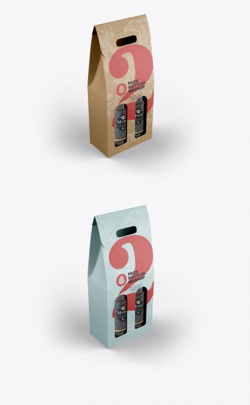 Adobe Stock - Kraft Paper Pack Wine Bottle Carrier Mockup - 463166797