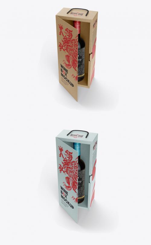 Adobe Stock - Kraft Box for Wine Bottle Mockup - 463166798