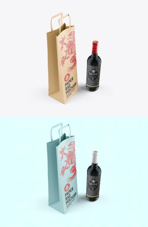 Adobe Stock - Wine Bottle and Bag Mockup - 463166816