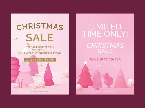 Adobe Stock - Pink Christmas Sale Poster Layout Set - 463689673