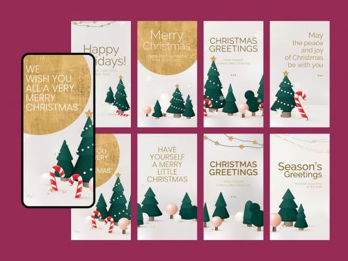 Adobe Stock - Christmas Greetings Story Layout Set - 463689677