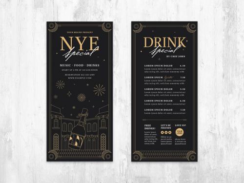 Adobe Stock - Thin Nye New Years Eve Party Flyer Card - 463694521