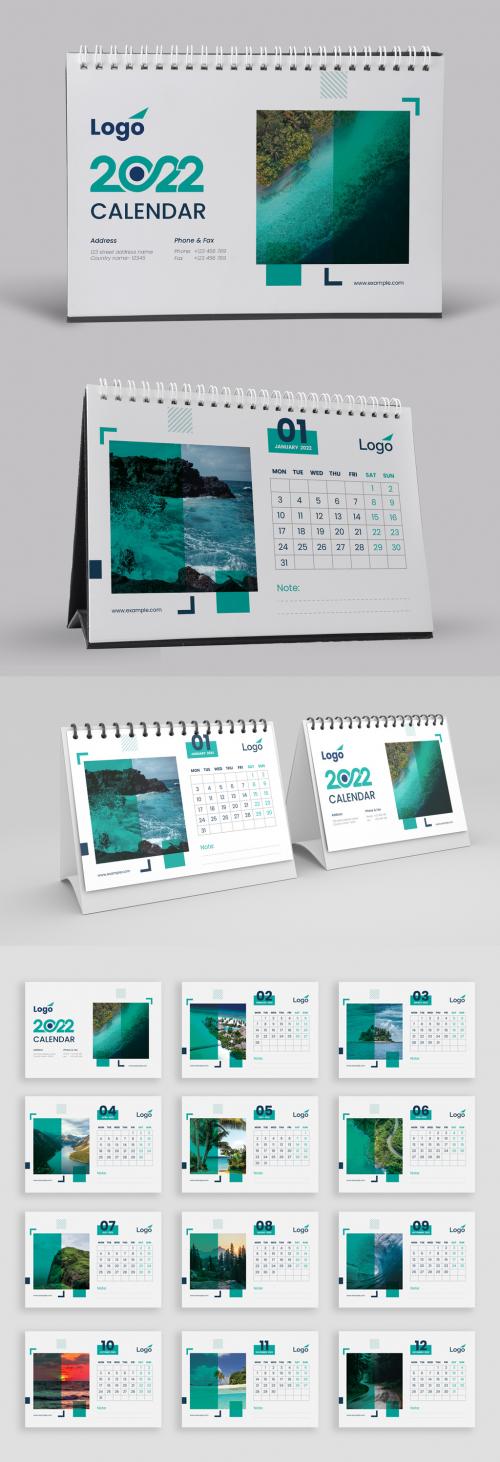 Adobe Stock - 2022 Minimal Desk Calendar with Vector Accents - 463695240