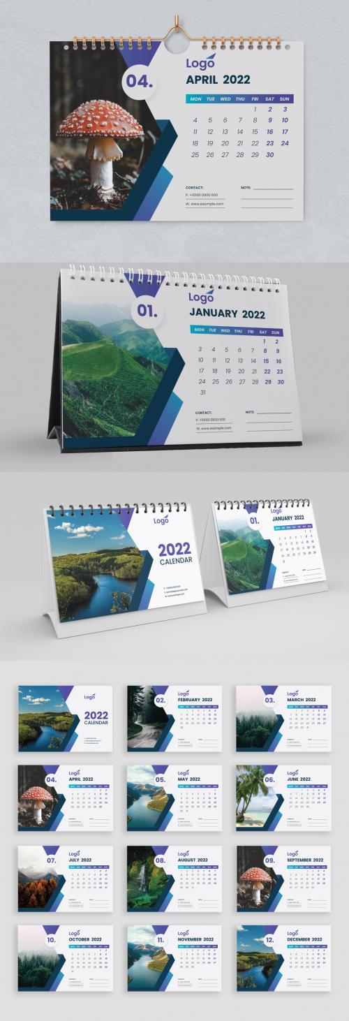 Adobe Stock - 2022 Desk Calendar Layout - 463695251