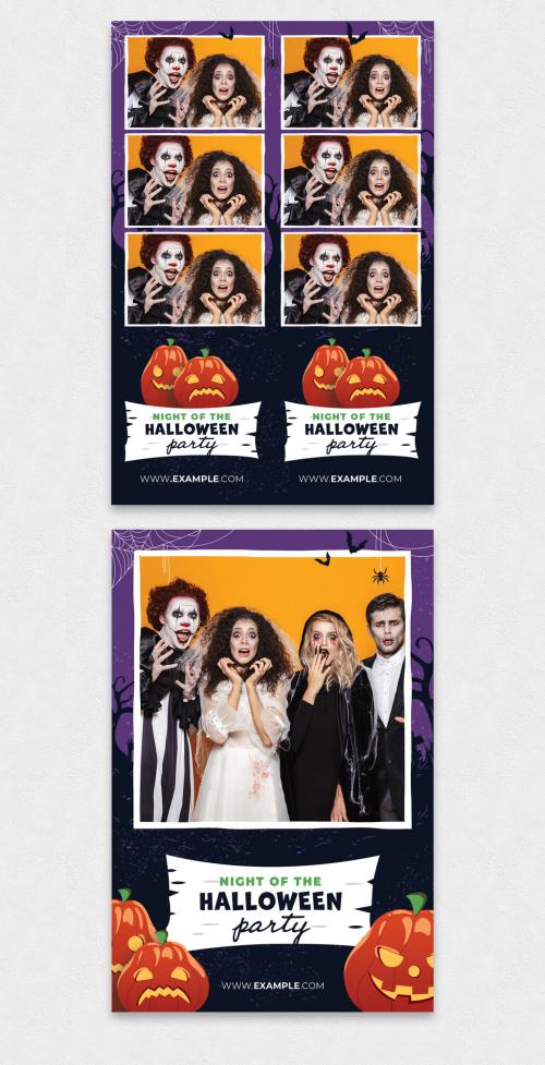 Adobe Stock - Halloween Photo Booth Template with Pumpkin Illustrations - 463918898