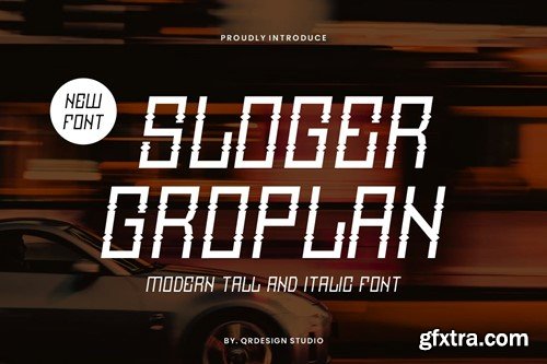 Sloger Groplan - Tall & Italic Font AMCYDTD