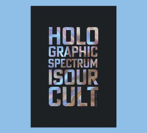 Adobe Stock - Modern Typographic Design Poster Layout with Holographic Texture Text - 464333244