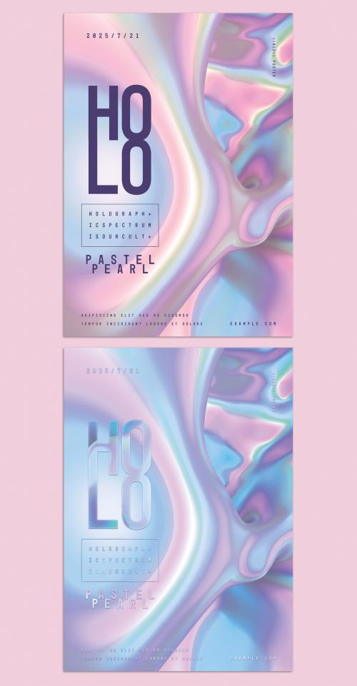 Adobe Stock - Trendy Poster Layout with Colorful Holographic Gradient Abstract Background - 464333319