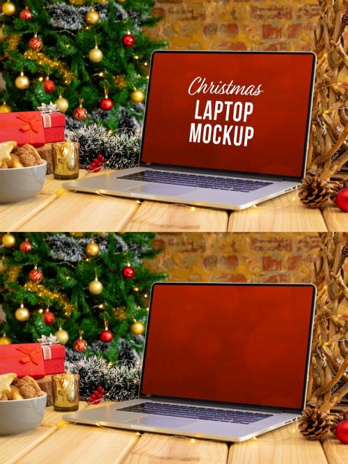 Adobe Stock - Christmas Laptop Mockup - 464335798