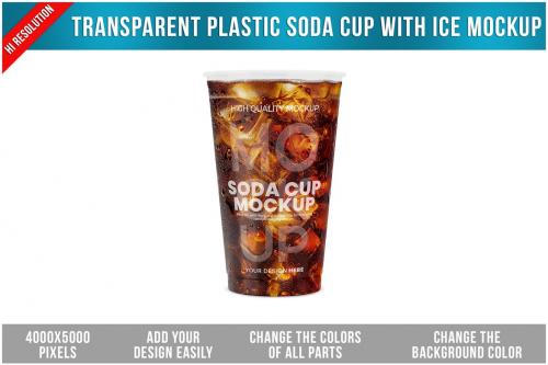 Transparent Plastic Soda Cup Mockup