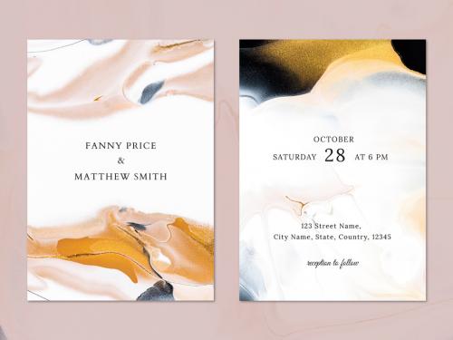 Adobe Stock - Editable Marble Wedding Invitation Layout - 465401555