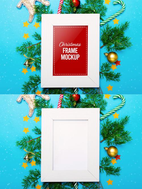 Adobe Stock - Christmas Frame with Decorations Mockup - 466042066