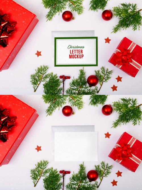 Adobe Stock - Christmas Card and Envelope Mockup - 466042076