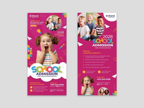 Adobe Stock - Thin School Education Kindergarten Daycare Flyer Card - 466577468