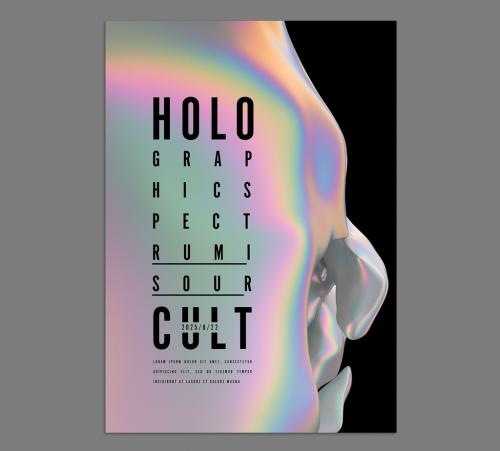 Adobe Stock - Holographic Texture Abstract Poster Design Layout - 466800500