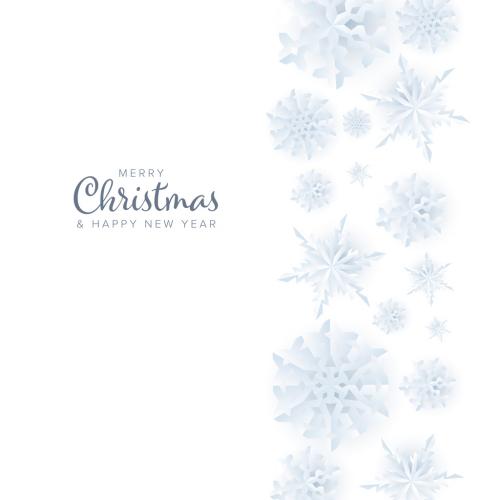 Adobe Stock - White Merry Christmas Card with Minimalist Paper Snowflakes Stripe - 467009762