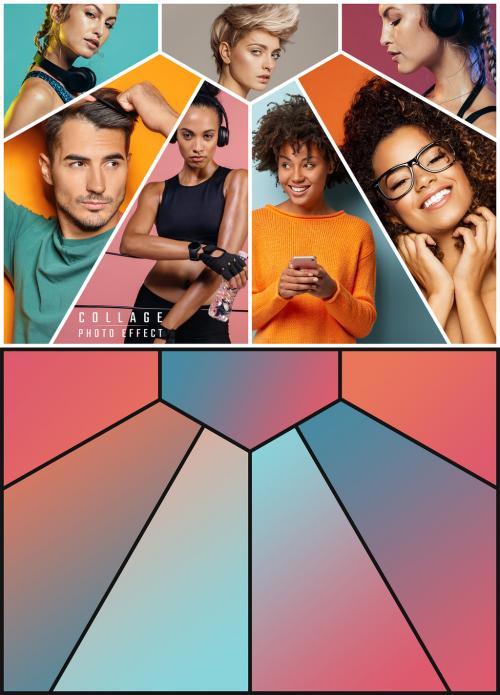 Adobe Stock - Photo Collage Hexagon Frame Effect Mockup - 467446819
