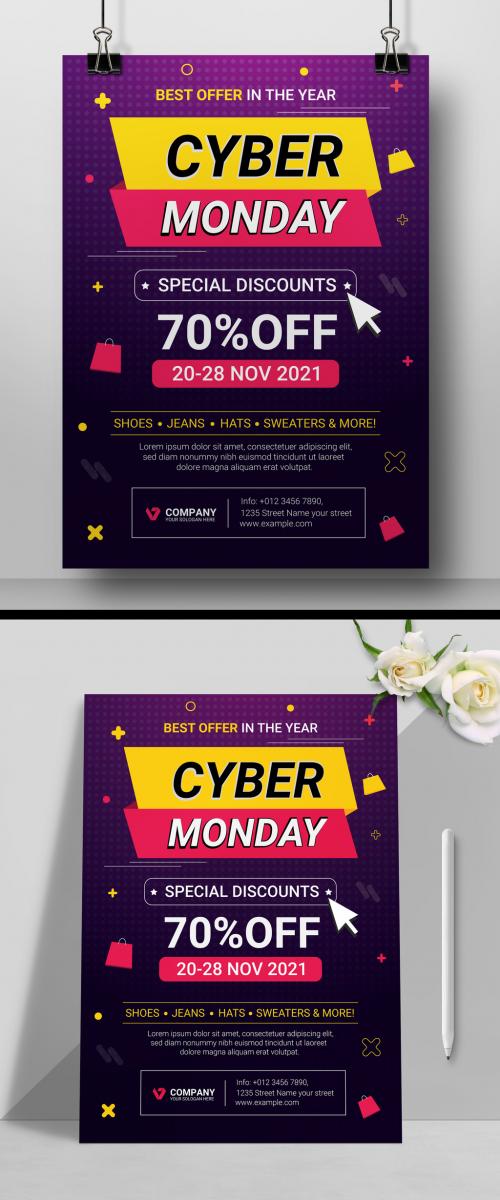 Adobe Stock - Cyber Monday Poster Design 2022 Layout - 467446982