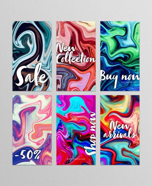Adobe Stock - Story Layouts with Fluid Art Background and White Typography - 467447140