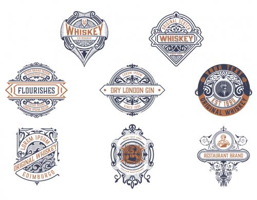 Adobe Stock - Set of 8 Vintage Logos and Badges - 468263019