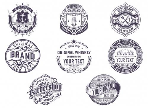 Adobe Stock - Set of 8 Vintage Logos and Badges - 468263020