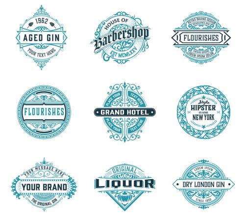 Adobe Stock - Set of 9 Vintage Logos and Badges - 468263022
