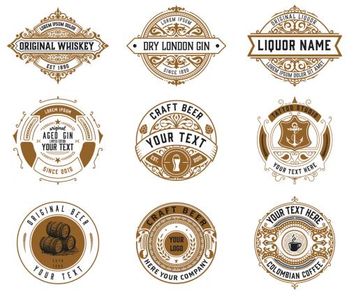 Adobe Stock - Set of 9 Vintage Logos and Badges - 468263027