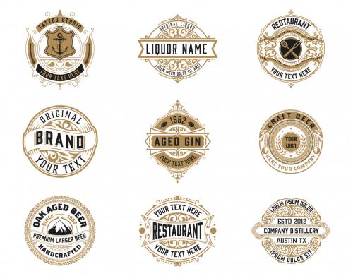 Adobe Stock - Set of 9 Vintage Logos and Badges - 468263028